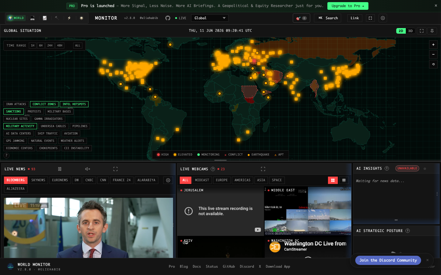 Solas AI Infrastructure Observatory — global monitor view
